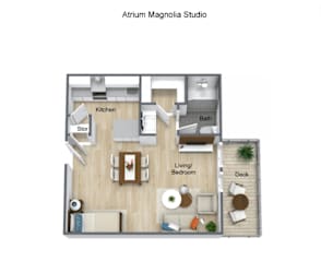 Studio floor plan at The Atrium at Carmichael Apartments, Carmichael, CA,32303