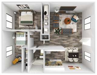 2 bedroom 1 bath floorplan at Aspire Mesa, Mesa, 85210.