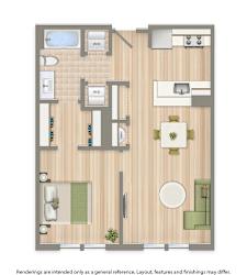 archer park one bedroom apartment floor plan