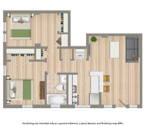 a floor plan of a room with a bathroom and a bedroom