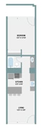 1 Bedroom Floor Plan at The Palms on Main, Columbia, 29201