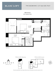 A floor plan for a two bedroom apartment with a loft.