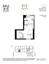 the floor plan of tower b studio apts