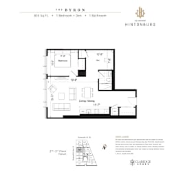 A floor plan for a property by Claridge Homes shows a 1 Bedroom and 1 Bathroom apartment.
