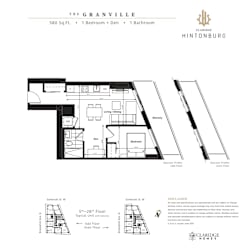 A floor plan for a 580 square foot apartment with one bedroom and one bathroom.