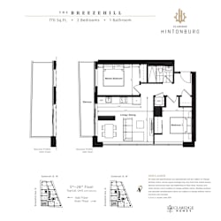 Floor plan for a 2 bedroom, 1 bathroom apartment.