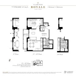 A floor plan for a home by Claridge Royale shows three different layouts.