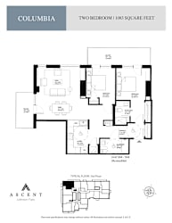 A floor plan for a two bedroom apartment with 1083 square feet.