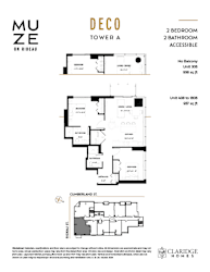 the floor plan of the tower a 2 bedroom condo