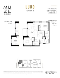 A floor plan for a unit in the Ludo Tower B of the Muze on Rideau.