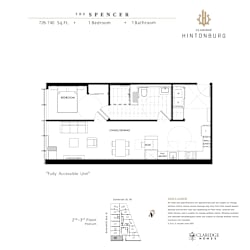 A floor plan for a fully accessible unit at The Spencer in Clardge Hintonburg.