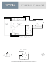 A floor plan for a studio apartment sized 1329 - 370 square feet.