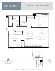 A floor plan for a two bedroom apartment with a total of 1836 square feet.