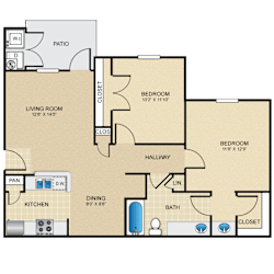 2 bed 2 bath B1 Floor Plan at The Villages at Lost Creek, Texas, 78247