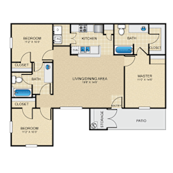 3 bed 2 bath C1 Floor Plan at The Villages at Lost Creek, San Antonio, TX