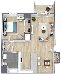 A floor plan of a house with a living room, dining room, kitchen, and bathroom.