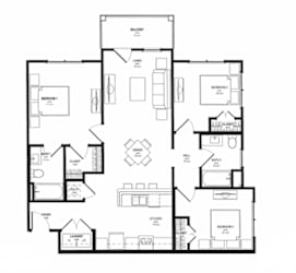 A black and white floor plan of a house with labeled rooms.