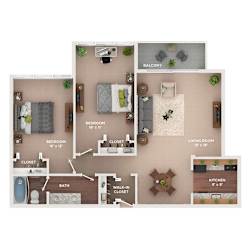 a 1 bedroom floor plan  503 square feet