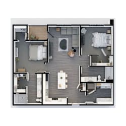 C1 Two Bedroom Floor Plan Arkansas Apartments