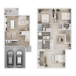 A floor plan of a house with a garage and a living room.