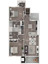 Floor Plan C1 - Two Bedroom Apartment