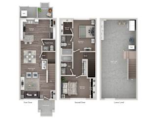 Floor Plan C3 - Two Bedroom Townhome w/ Basement