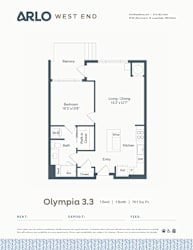 A floor plan for a property rented by Arlo West End.