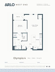 A floor plan for a property rental by Arlo West End.