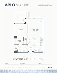 A floor plan for an apartment by Arlo West End.