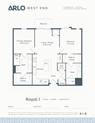 A floor plan for a property rental by Arlo West End.