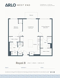 A floor plan for a property rental by Arlo West End.