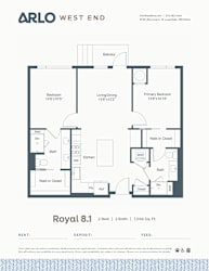 A floor plan for a property rental by Arlo West End.