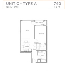 Floor Plan 1 Bedroom 1 Bathroom C