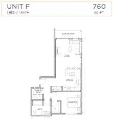 Floor Plan 1 Bedroom 1 Bathroom F