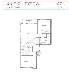 Floor Plan 2 Bedroom 2 Bathroom G
