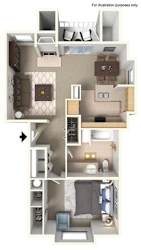 Floor Plan 1 Bed 1 Bath Creekside