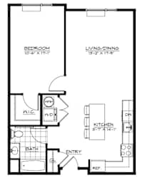 1A Floor Plan at The Botanic, Apartments for Rent in Carteret, NJ 07008