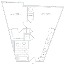 a floor plan of a home with a bedroom and a living room