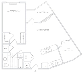 a floor plan of a 1 bedroom floor plan for an apartment