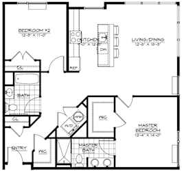 2B Floor Plan at The Botanic, New Jersey