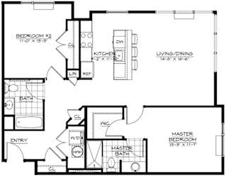 2C Floor Plan at The Botanic, New Jersey, 07008
