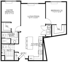 2J Floor Plan at The Botanic, New Jersey