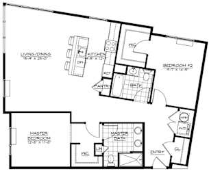 2K Floor Plan at The Botanic, New Jersey, 07008
