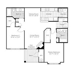 a floor plan of a house with bedrooms and a living room