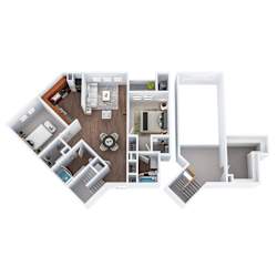 B3-1L - Two Bedroom Two Bathroom Loft Floor Plan at The Confluence at Norwalk, Norwalk