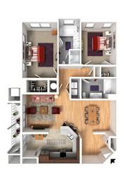 The Berkshire - Two Bedroom Two Bathroom + Foyer Floor Plan at Queens Gate Apartments