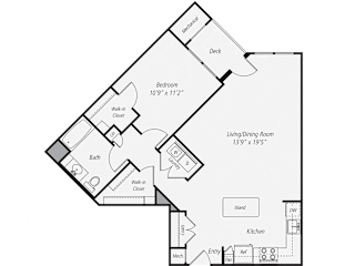 A6X - One Bedroom One Bathroom Floor Plan at The Confluence at Norwalk, Norwalk