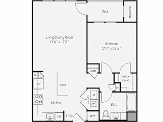 AM2 - One Bedroom One Bathroom Floor Plan at The Confluence at Norwalk, Norwalk