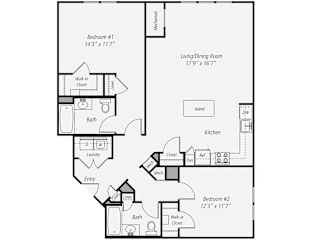 B5X- Two Bedroom Two Bathroom Floor Plan at The Confluence at Norwalk, Norwalk