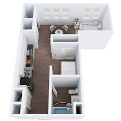 S3- Studio One Bathroom Floor Plan at The Confluence at Norwalk, Norwalk
